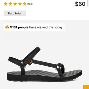 NEW Teva Skinny Strap Universal Black Sandals